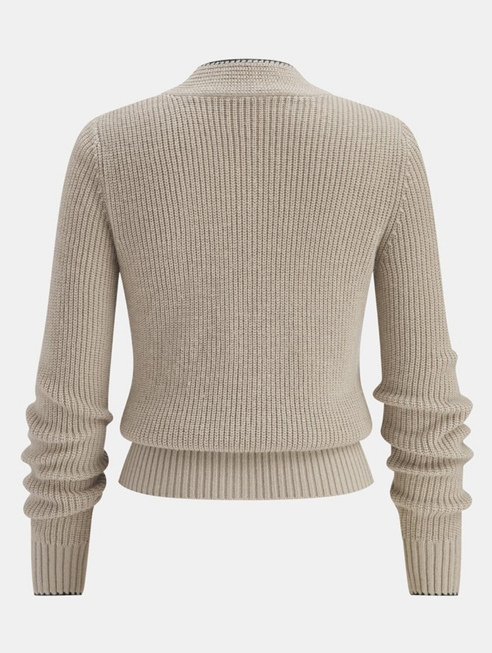 NWT COMMENSE | Tie Neck Contrast Trim Wool Blend Cardigan - Picture 3 of 9